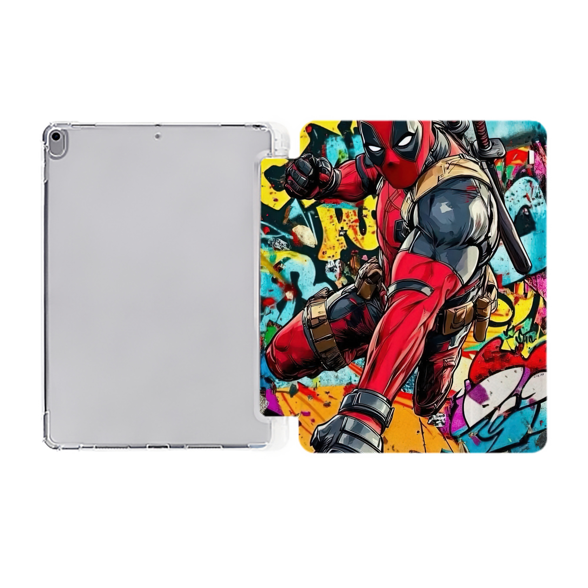 （画像用） Deadpool デッドプール IPad ケース ペン収納付き 三つ折りスタンド PUレザー×シリコン 対応機種9.5/10.5/10.9インチ